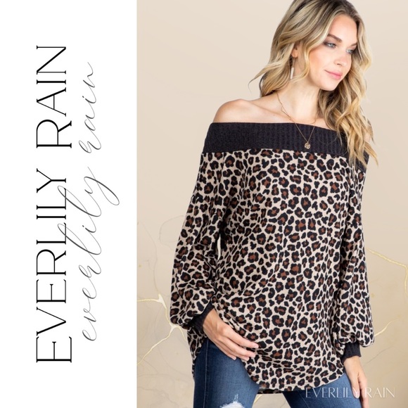 Soft Off Shoulder Leopard Print Sweater - Picture 4 of 16